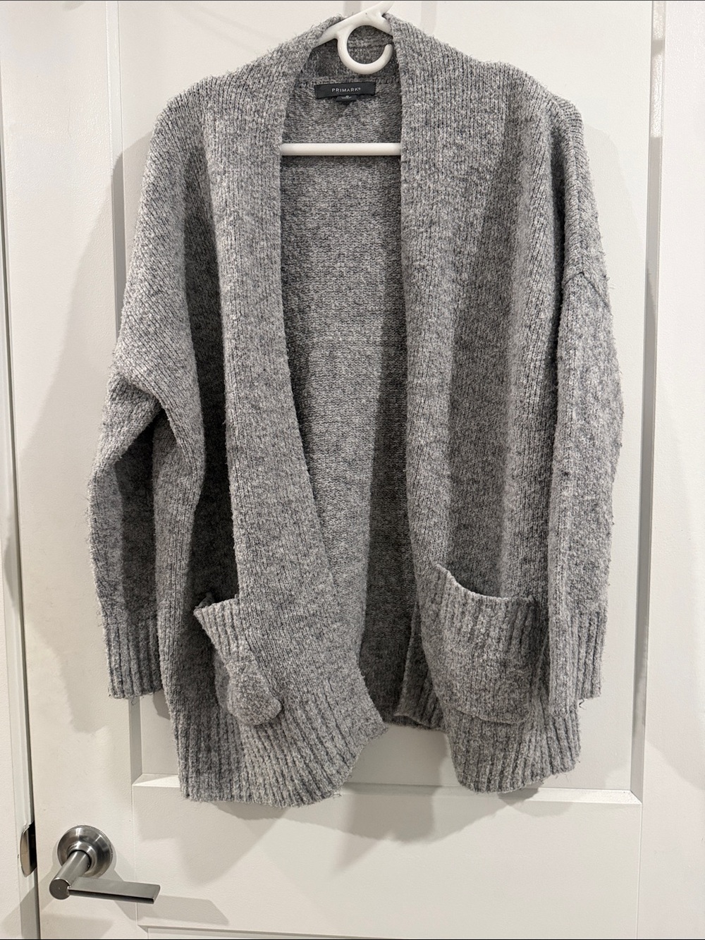 Primark Gray Open-Front Cozy Knit Cardigan with Pockets